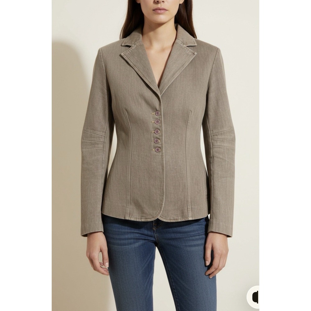 Vintage Newport News Jeanology Collection Jacket Womens Size 12 Taupe Gray Denim